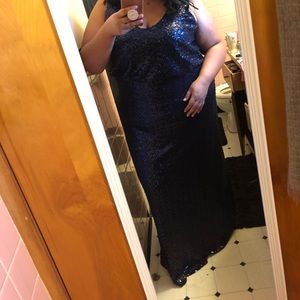 Navy Blue Sequin Gown